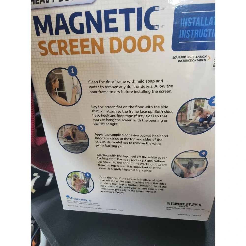 Fenestrelle 70inx80in black Trim Magnetic Tear-Resistant Fiberglass Screen Door